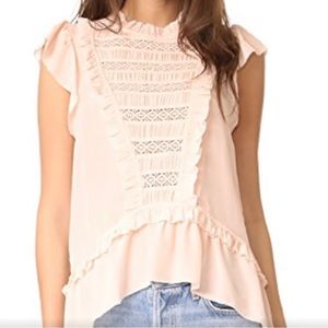 Ulla Johnson Blush Lois Silk Flutter Top